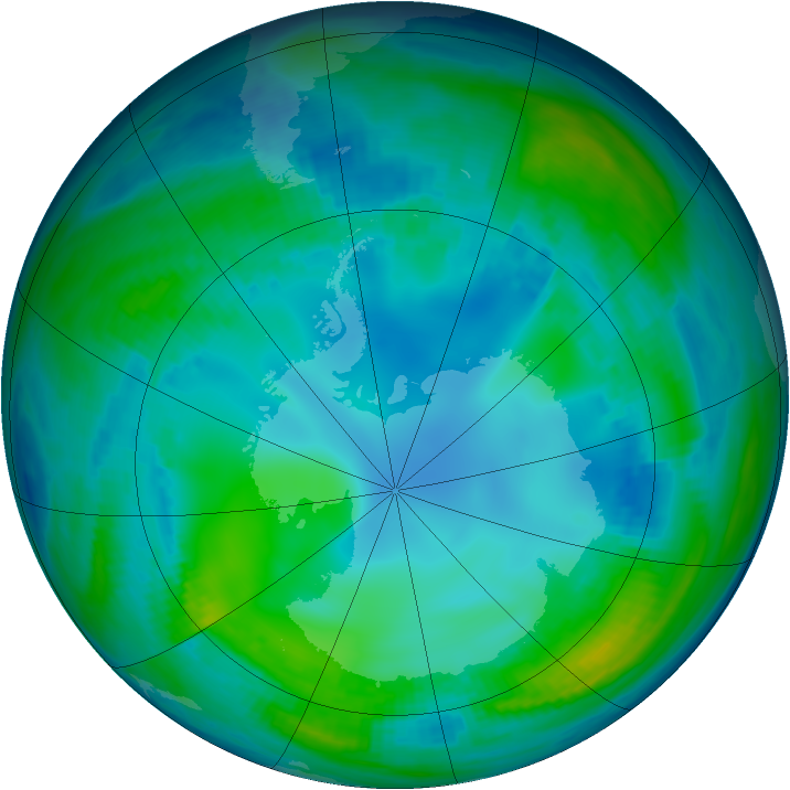 Antarctic ozone map for 15 May 1998